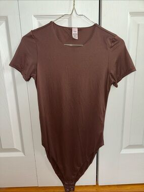 Victoria's Secret Brown Short Sleeve Crewneck Bodysuit